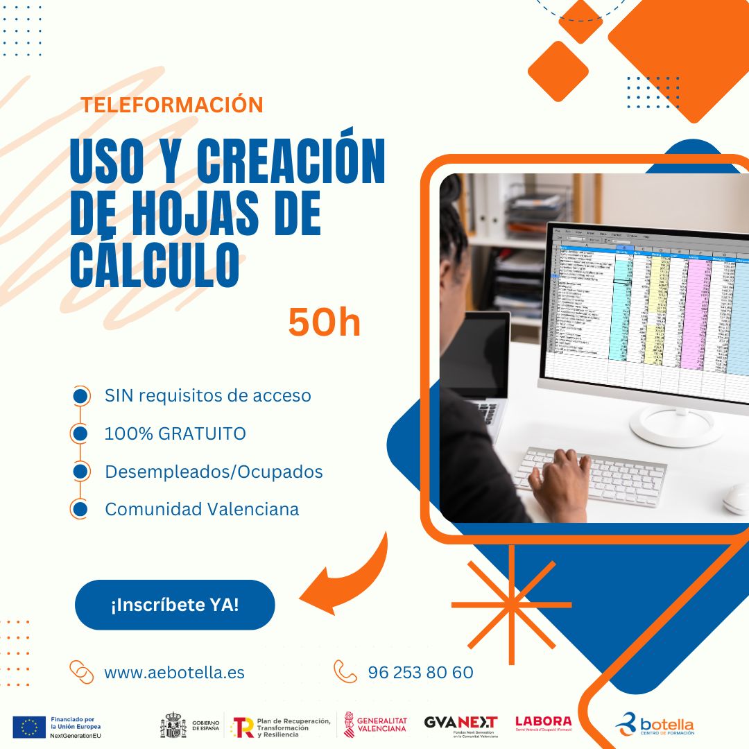 Cabecera curso USO Y CREACIÓN DE HOJAS DE CALCULO